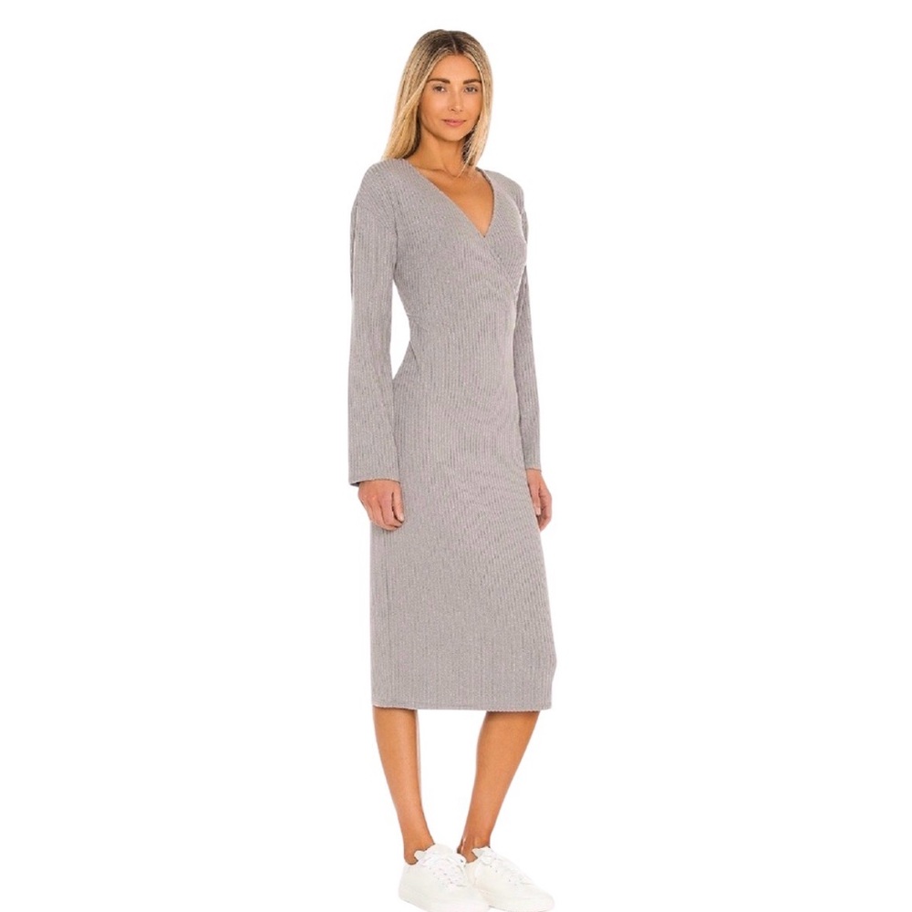 Lovers + Friends USA Gray “Charlie” Wrap Midi Dress